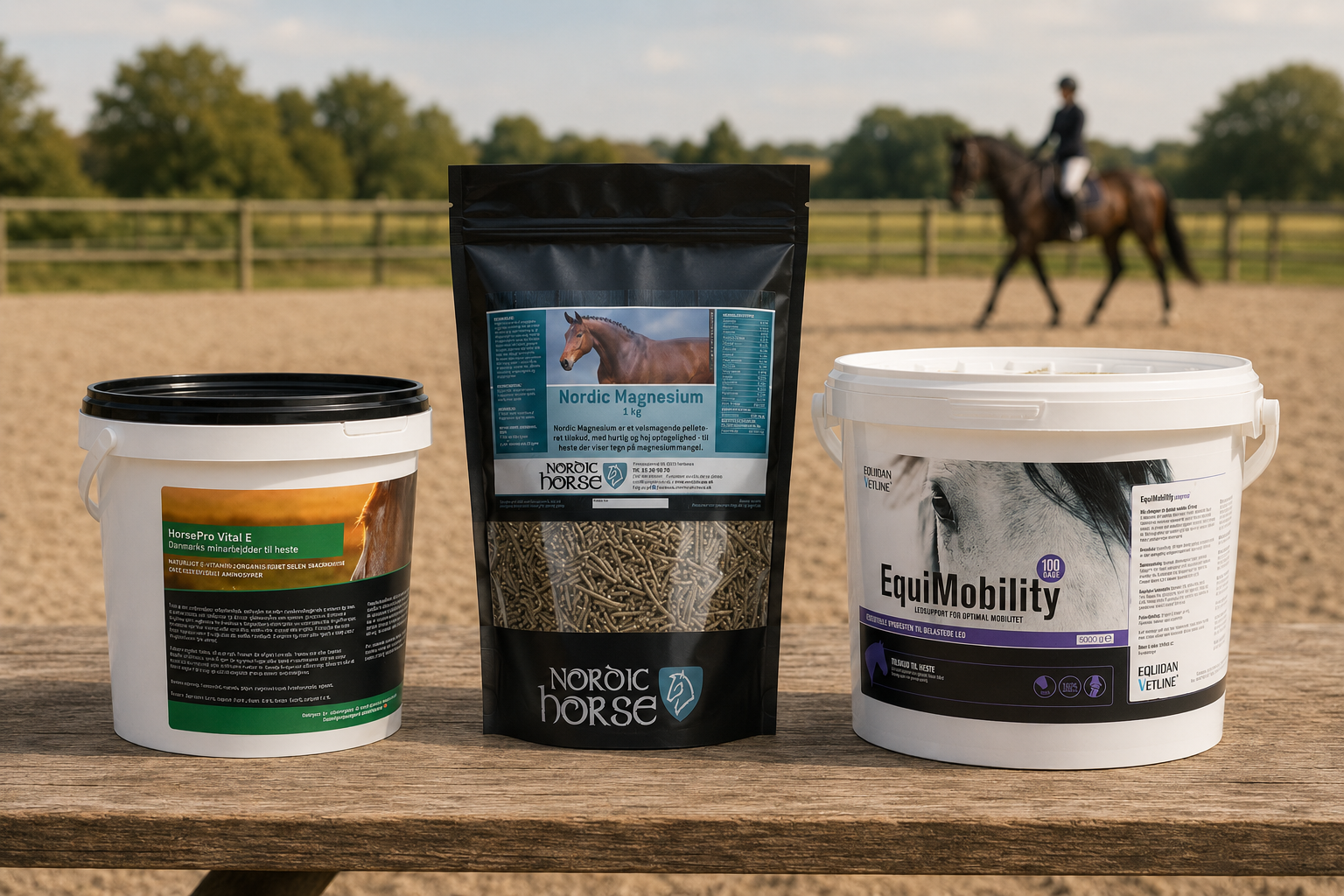Tilskud til led og muskler til hest og pony hos Lundgreen Rideudstyr med glucosamin, MSM, kollagen og magnesium.