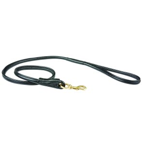 Weatherbeeta Rolled Leather Dog Lead Black - 120cm