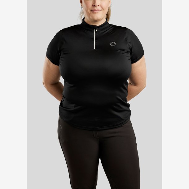 CURVE Everly Kort�rmet Polo m. Krystal Logo - Sort