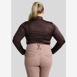 CURVE Briella Lang�rmet Polo m. Rosegold Krystaller - Brun