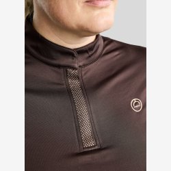 CURVE Briella Lang�rmet Polo m. Rosegold Krystaller - Brun