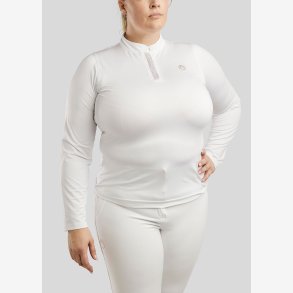 CURVE Briella Lang�rmet Polo m. Rosegold Krystaller - Hvid