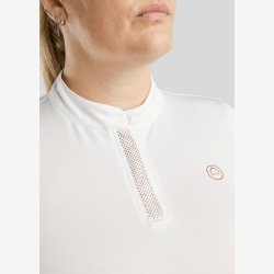 CURVE Briella Lang�rmet Polo m. Rosegold Krystaller - Hvid