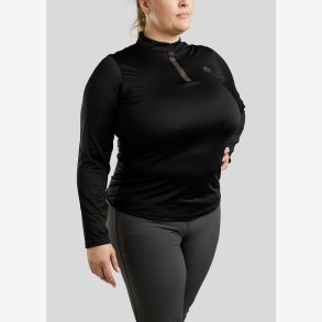 CURVE Briella Lang�rmet Polo m. Rosegold Krystaller - Sort
