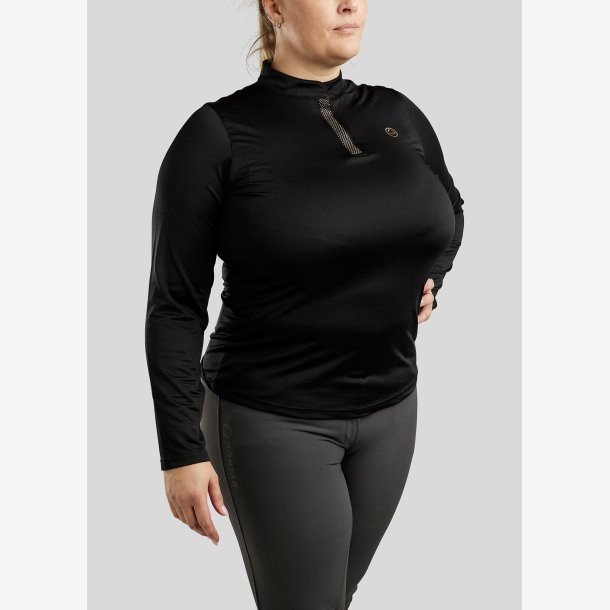 CURVE Briella Lang�rmet Polo m. Rosegold Krystaller - Sort