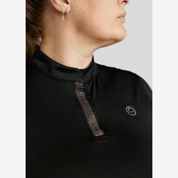 CURVE Briella Lang�rmet Polo m. Rosegold Krystaller - Sort