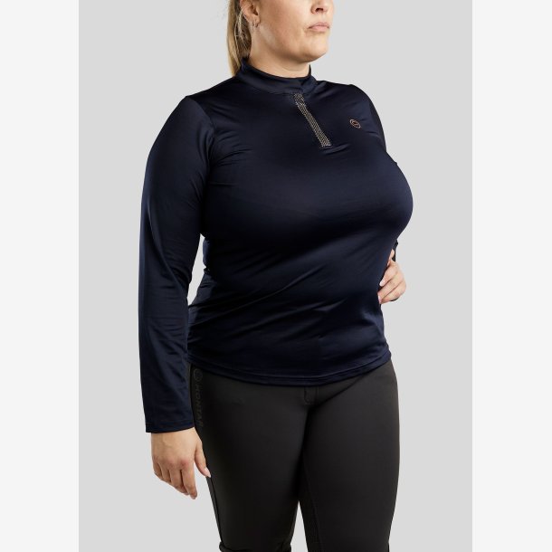 CURVE Briella Lang�rmet Polo m. Rosegold Krystaller - Navy