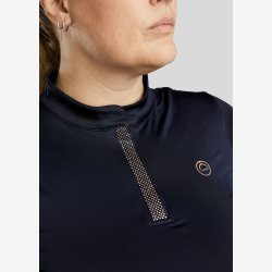 CURVE Briella Lang�rmet Polo m. Rosegold Krystaller - Navy