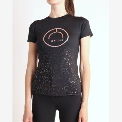 MoNille t-shirt with rosegold dots - Black