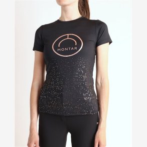 MoNille t-shirt with rosegold dots - Black