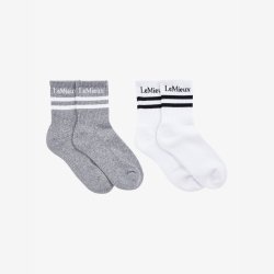 LeMieux Crew Sock - 2 Pack - White/Gray