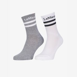 LeMieux Crew Sock - 2 Pack - White/Gray