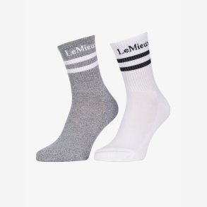 LeMieux Crew Sock - 2 Pack - White/Gray