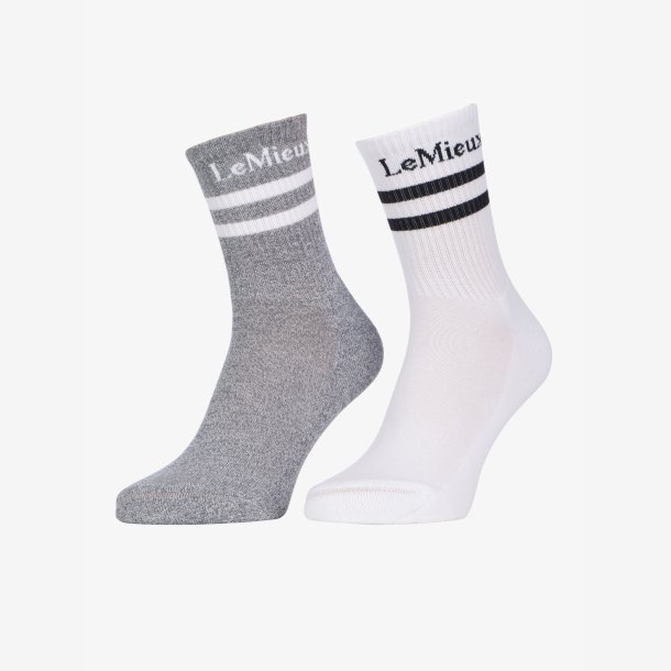 LeMieux Crew Sock - 2 Pack - White/Gray