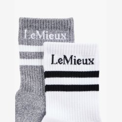 LeMieux Crew Sock - 2 Pack - White/Gray
